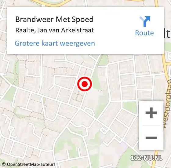 Locatie op kaart van de 112 melding: Brandweer Met Spoed Naar Raalte, Jan van Arkelstraat op 18 maart 2024 05:54