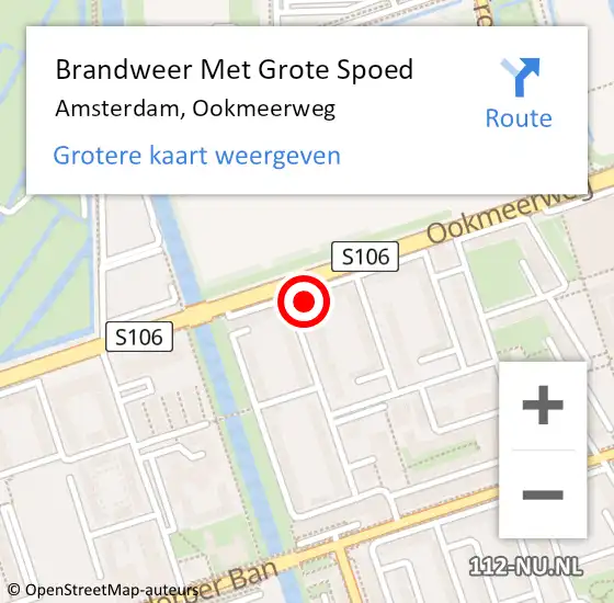 Locatie op kaart van de 112 melding: Brandweer Met Grote Spoed Naar Amsterdam, Ookmeerweg op 18 maart 2024 07:07