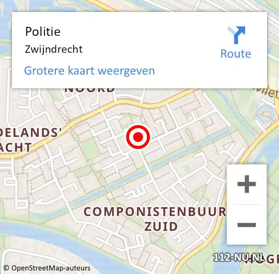 Locatie op kaart van de 112 melding: Politie Zwijndrecht op 18 maart 2024 07:25