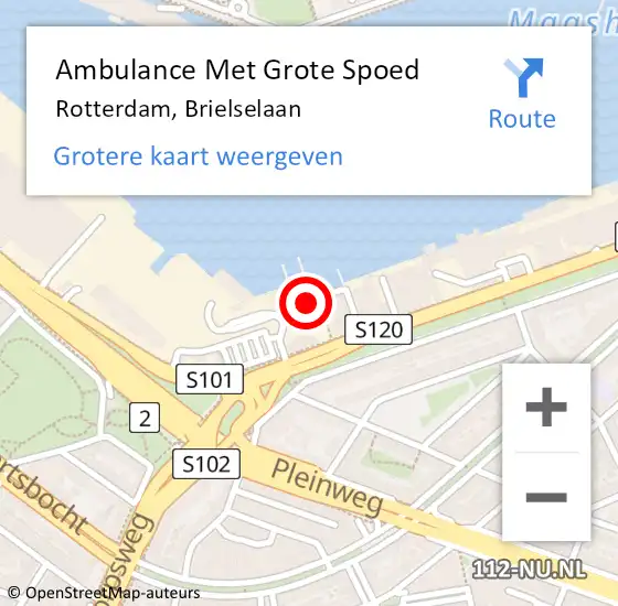 Locatie op kaart van de 112 melding: Ambulance Met Grote Spoed Naar Rotterdam, Brielselaan op 18 maart 2024 07:52