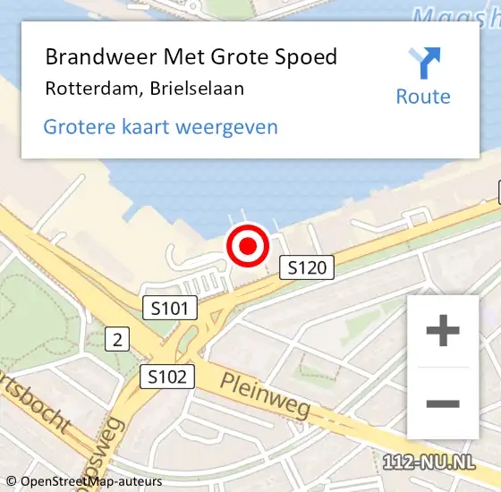 Locatie op kaart van de 112 melding: Brandweer Met Grote Spoed Naar Rotterdam, Brielselaan op 18 maart 2024 07:53