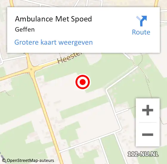 Locatie op kaart van de 112 melding: Ambulance Met Spoed Naar Geffen op 18 maart 2024 08:14