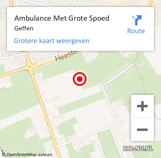 Locatie op kaart van de 112 melding: Ambulance Met Grote Spoed Naar Geffen op 18 maart 2024 08:29