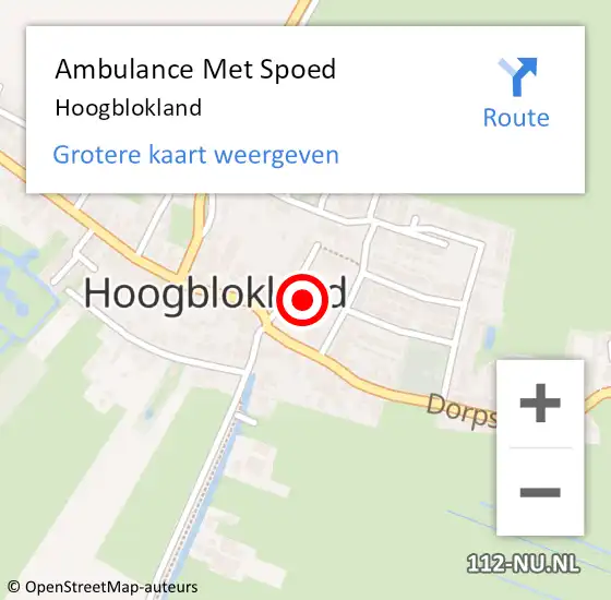 Locatie op kaart van de 112 melding: Ambulance Met Spoed Naar Hoogblokland op 18 maart 2024 08:31