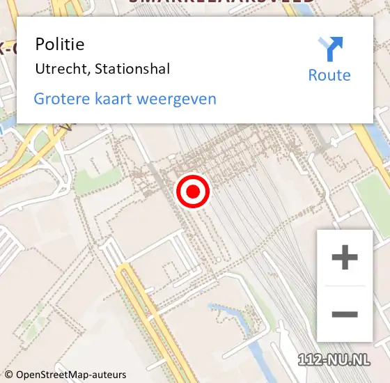 Locatie op kaart van de 112 melding: Politie Utrecht, Stationshal op 18 maart 2024 08:37