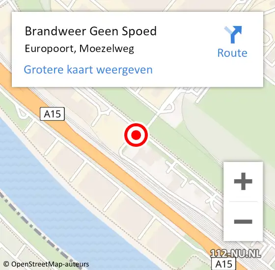 Locatie op kaart van de 112 melding: Brandweer Geen Spoed Naar Europoort, Moezelweg op 18 maart 2024 09:02
