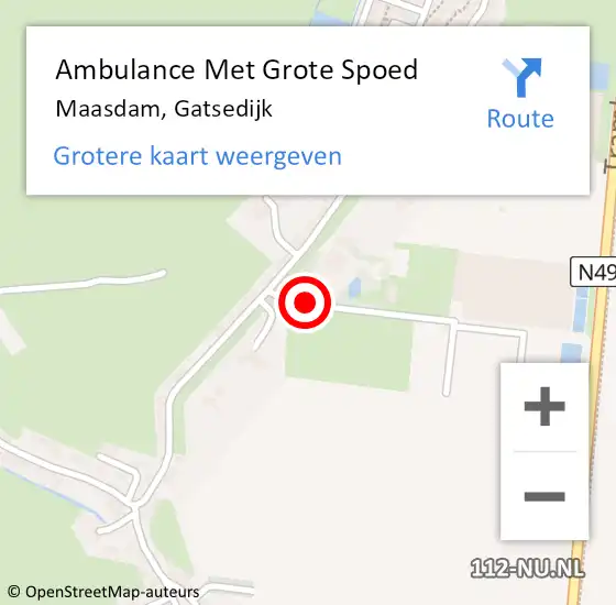 Locatie op kaart van de 112 melding: Ambulance Met Grote Spoed Naar Maasdam, Gatsedijk op 18 maart 2024 09:09