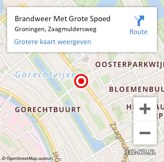 Locatie op kaart van de 112 melding: Brandweer Met Grote Spoed Naar Groningen, Zaagmuldersweg op 29 september 2014 13:58