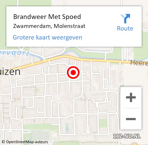 Locatie op kaart van de 112 melding: Brandweer Met Spoed Naar Zwammerdam, Molenstraat op 18 maart 2024 09:39
