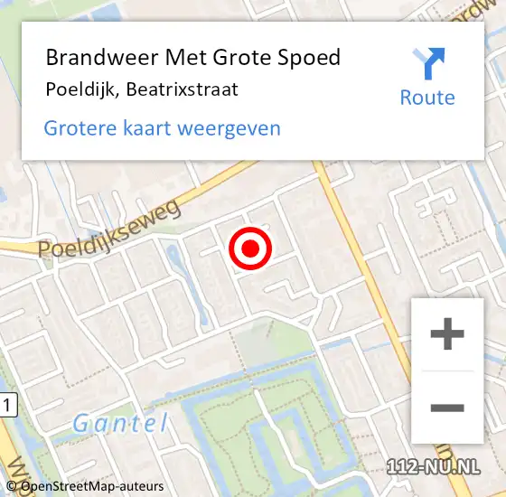Locatie op kaart van de 112 melding: Brandweer Met Grote Spoed Naar Poeldijk, Beatrixstraat op 18 maart 2024 09:41