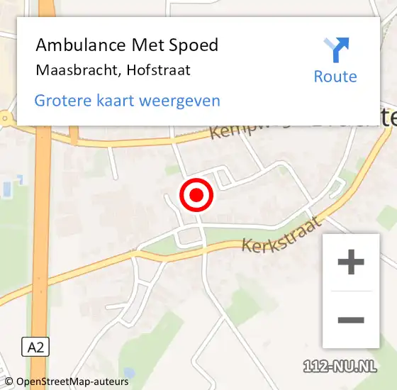 Locatie op kaart van de 112 melding: Ambulance Met Spoed Naar Maasbracht, Hofstraat op 18 maart 2024 09:47