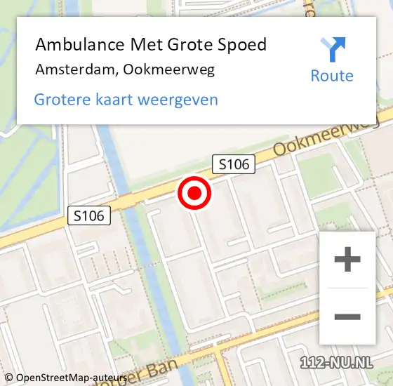 Locatie op kaart van de 112 melding: Ambulance Met Grote Spoed Naar Amsterdam, Ookmeerweg op 18 maart 2024 09:56