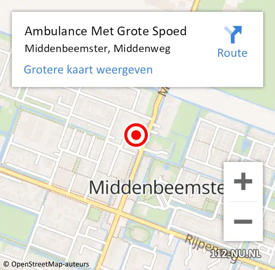 Locatie op kaart van de 112 melding: Ambulance Met Grote Spoed Naar Middenbeemster, Middenweg op 18 maart 2024 10:14