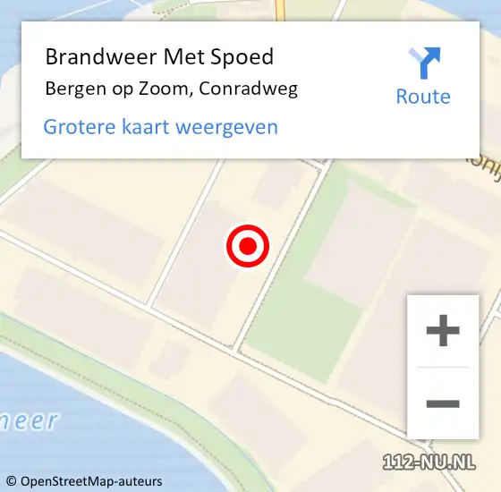 Locatie op kaart van de 112 melding: Brandweer Met Spoed Naar Bergen op Zoom, Conradweg op 18 maart 2024 10:22