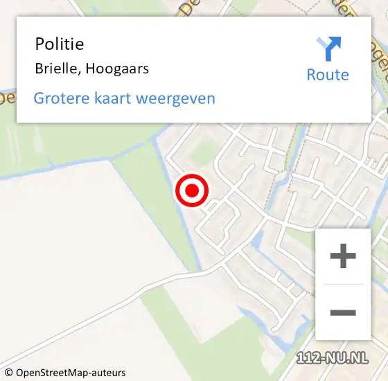 Locatie op kaart van de 112 melding: Politie Brielle, Hoogaars op 18 maart 2024 10:27