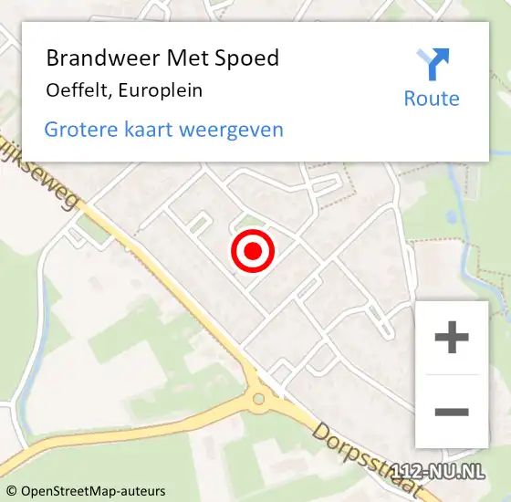 Locatie op kaart van de 112 melding: Brandweer Met Spoed Naar Oeffelt, Europlein op 18 maart 2024 10:31