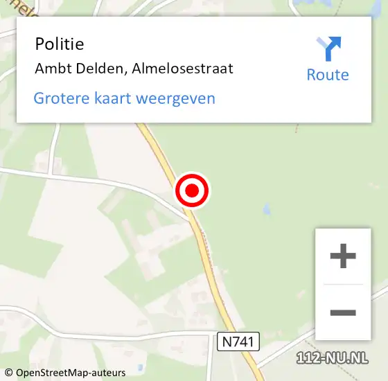 Locatie op kaart van de 112 melding: Politie Ambt Delden, Almelosestraat op 18 maart 2024 10:44