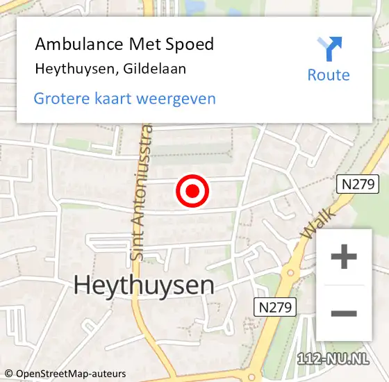Locatie op kaart van de 112 melding: Ambulance Met Spoed Naar Heythuysen, Gildelaan op 18 maart 2024 10:50