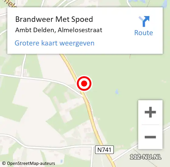 Locatie op kaart van de 112 melding: Brandweer Met Spoed Naar Ambt Delden, Almelosestraat op 18 maart 2024 11:00