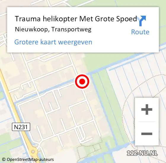 Locatie op kaart van de 112 melding: Trauma helikopter Met Grote Spoed Naar Nieuwkoop, Transportweg op 18 maart 2024 11:00