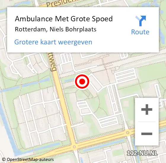 Locatie op kaart van de 112 melding: Ambulance Met Grote Spoed Naar Rotterdam, Niels Bohrplaats op 18 maart 2024 11:34
