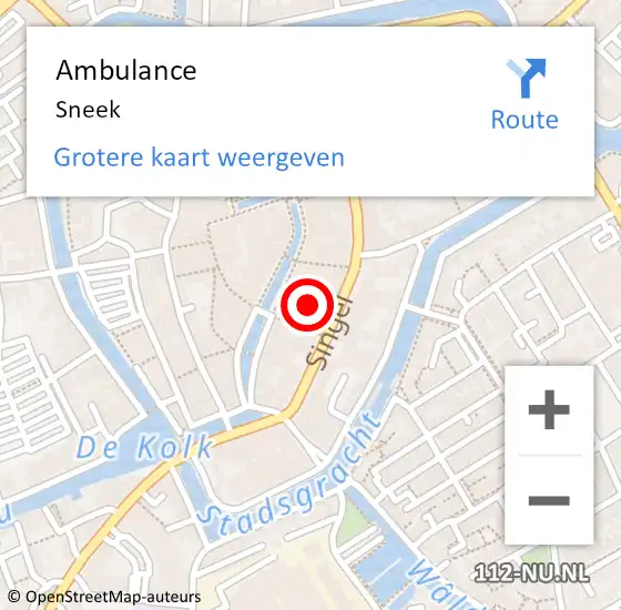 Locatie op kaart van de 112 melding: Ambulance Sneek op 18 maart 2024 11:40