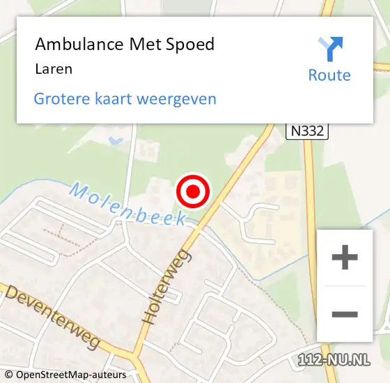 Locatie op kaart van de 112 melding: Ambulance Met Spoed Naar Laren op 18 maart 2024 12:15