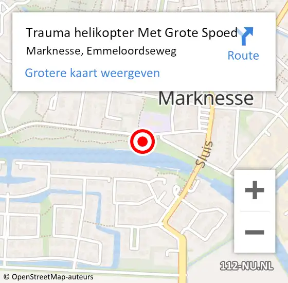 Locatie op kaart van de 112 melding: Trauma helikopter Met Grote Spoed Naar Marknesse, Emmeloordseweg op 18 maart 2024 12:30