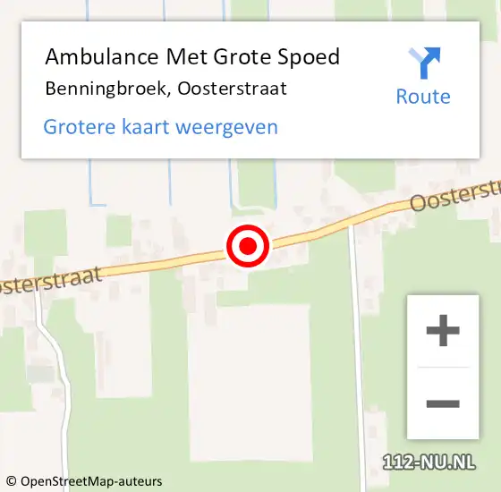 Locatie op kaart van de 112 melding: Ambulance Met Grote Spoed Naar Benningbroek, Oosterstraat op 18 maart 2024 12:43