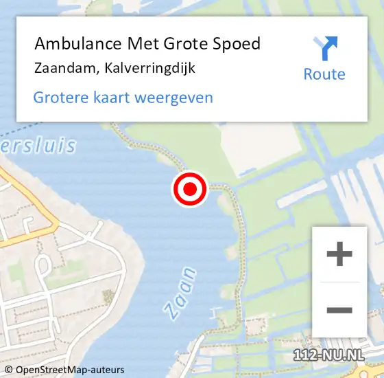 Locatie op kaart van de 112 melding: Ambulance Met Grote Spoed Naar Zaandam, Kalverringdijk op 18 maart 2024 13:04