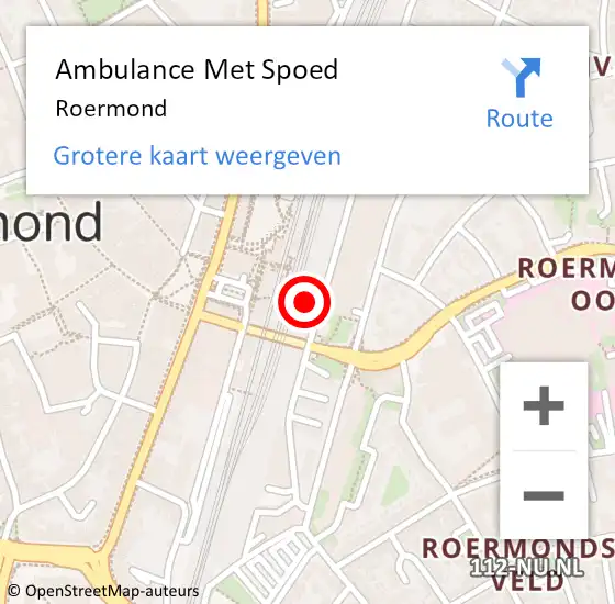Locatie op kaart van de 112 melding: Ambulance Met Spoed Naar Roermond op 18 maart 2024 13:11