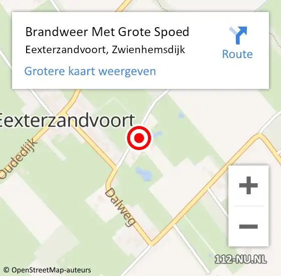 Locatie op kaart van de 112 melding: Brandweer Met Grote Spoed Naar Eexterzandvoort, Zwienhemsdijk op 18 maart 2024 13:15