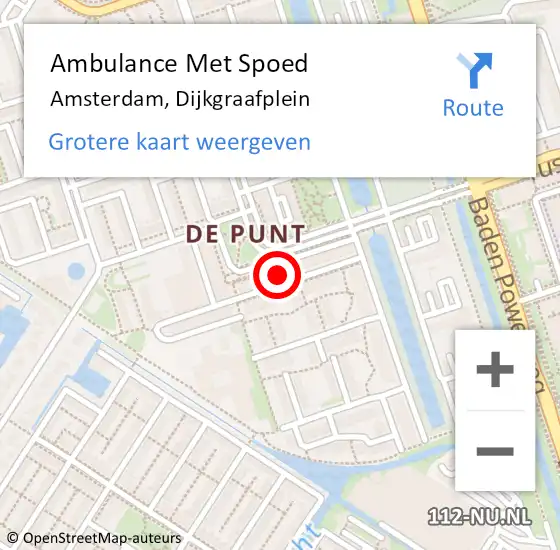 Locatie op kaart van de 112 melding: Ambulance Met Spoed Naar Amsterdam, Dijkgraafplein op 18 maart 2024 13:33