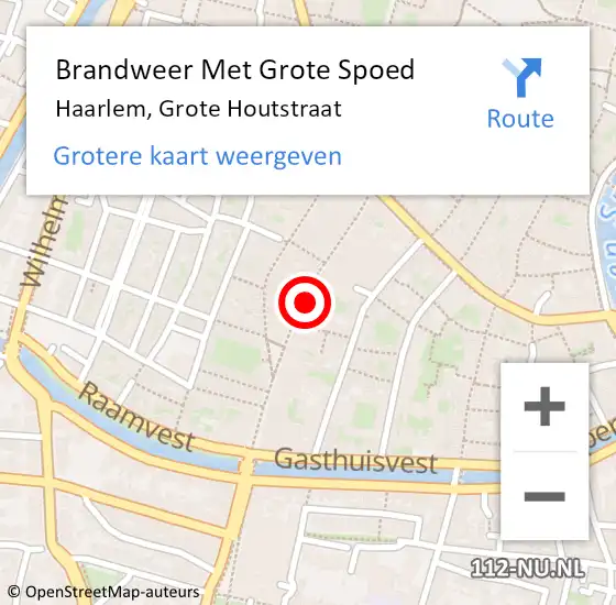 Locatie op kaart van de 112 melding: Brandweer Met Grote Spoed Naar Haarlem, Grote Houtstraat op 18 maart 2024 13:40