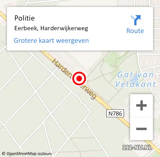 Locatie op kaart van de 112 melding: Politie Eerbeek, Harderwijkerweg op 18 maart 2024 13:40