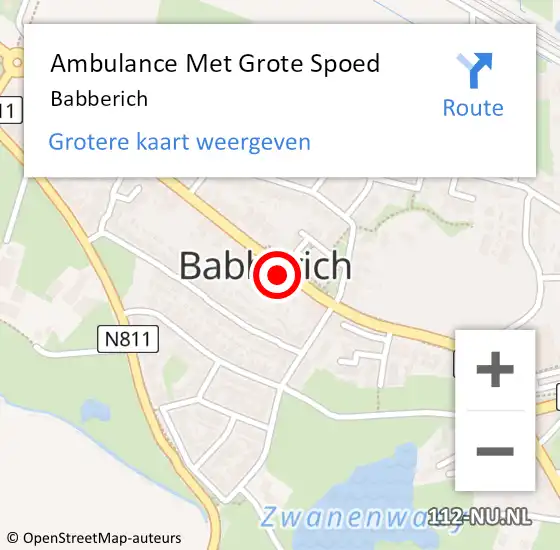 Locatie op kaart van de 112 melding: Ambulance Met Grote Spoed Naar Babberich op 18 maart 2024 13:52