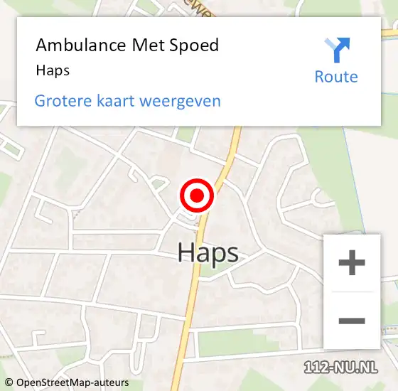 Locatie op kaart van de 112 melding: Ambulance Met Spoed Naar Haps op 18 maart 2024 14:16