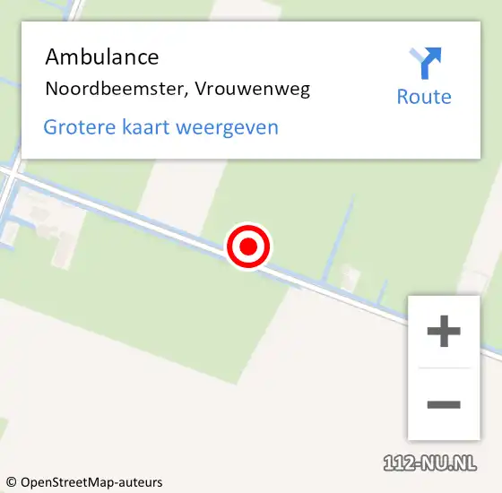 Locatie op kaart van de 112 melding: Ambulance Noordbeemster, Vrouwenweg op 18 maart 2024 14:21