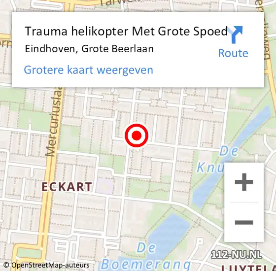 Locatie op kaart van de 112 melding: Trauma helikopter Met Grote Spoed Naar Eindhoven, Grote Beerlaan op 18 maart 2024 14:25