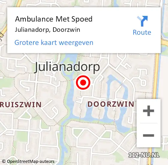 Locatie op kaart van de 112 melding: Ambulance Met Spoed Naar Julianadorp, Doorzwin op 18 maart 2024 14:40