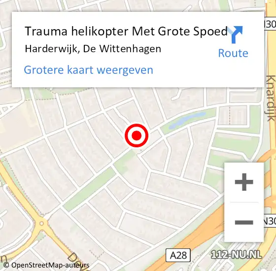 Locatie op kaart van de 112 melding: Trauma helikopter Met Grote Spoed Naar Harderwijk, De Wittenhagen op 18 maart 2024 15:08