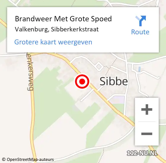 Locatie op kaart van de 112 melding: Brandweer Met Grote Spoed Naar Valkenburg, Sibberkerkstraat op 18 maart 2024 15:26