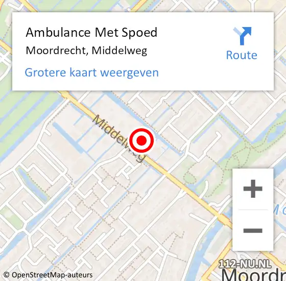 Locatie op kaart van de 112 melding: Ambulance Met Spoed Naar Moordrecht, Middelweg op 18 maart 2024 15:33