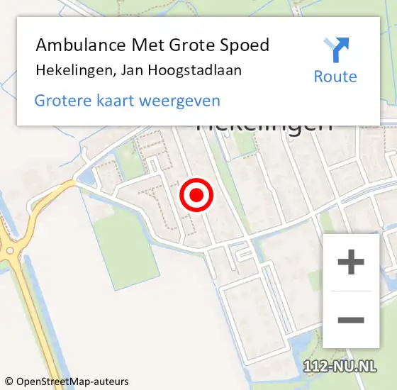 Locatie op kaart van de 112 melding: Ambulance Met Grote Spoed Naar Hekelingen, Jan Hoogstadlaan op 18 maart 2024 16:32