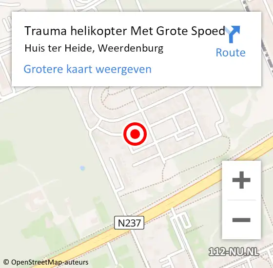 Locatie op kaart van de 112 melding: Trauma helikopter Met Grote Spoed Naar Huis ter Heide, Weerdenburg op 18 maart 2024 16:33