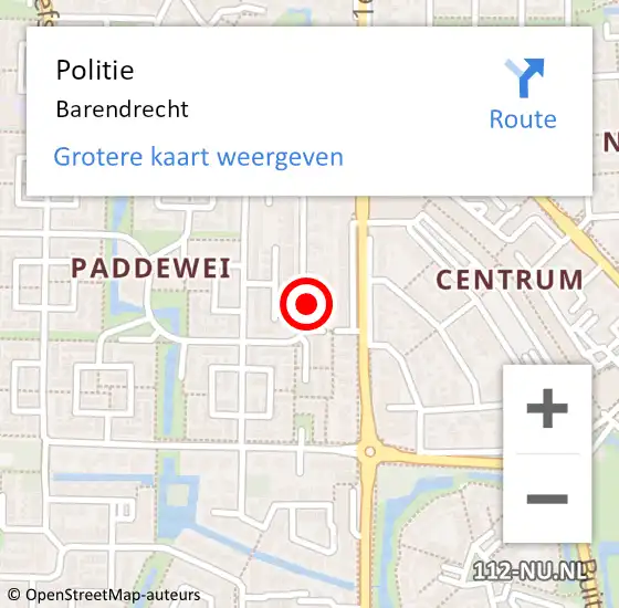 Locatie op kaart van de 112 melding: Politie Barendrecht op 18 maart 2024 16:36