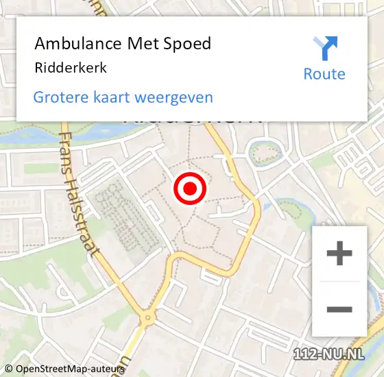 Locatie op kaart van de 112 melding: Ambulance Met Spoed Naar Ridderkerk op 18 maart 2024 17:09