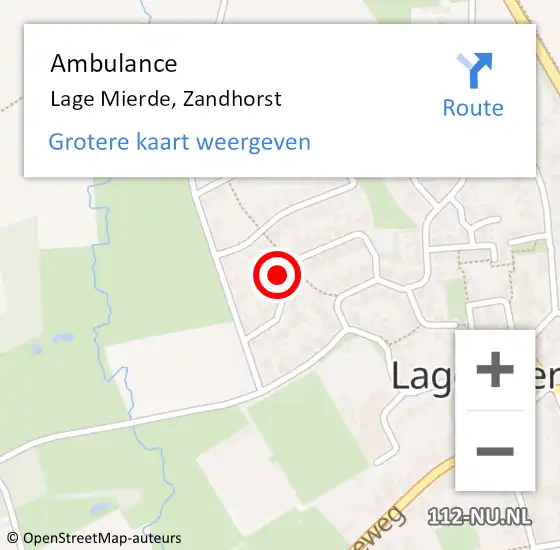 Locatie op kaart van de 112 melding: Ambulance Lage Mierde, Zandhorst op 29 september 2014 14:59