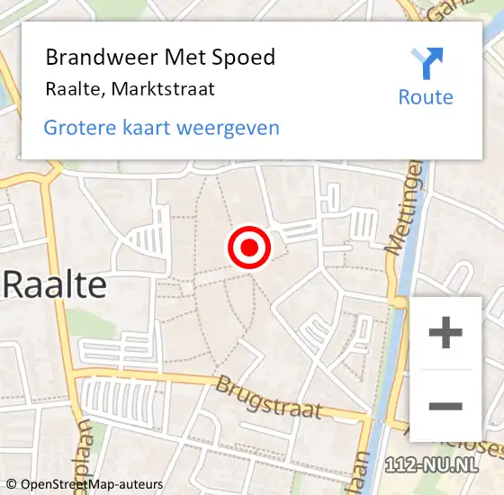 Locatie op kaart van de 112 melding: Brandweer Met Spoed Naar Raalte, Marktstraat op 18 maart 2024 17:45