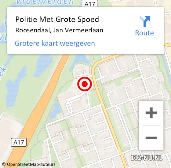 Locatie op kaart van de 112 melding: Politie Met Grote Spoed Naar Roosendaal, Jan Vermeerlaan op 18 maart 2024 17:49